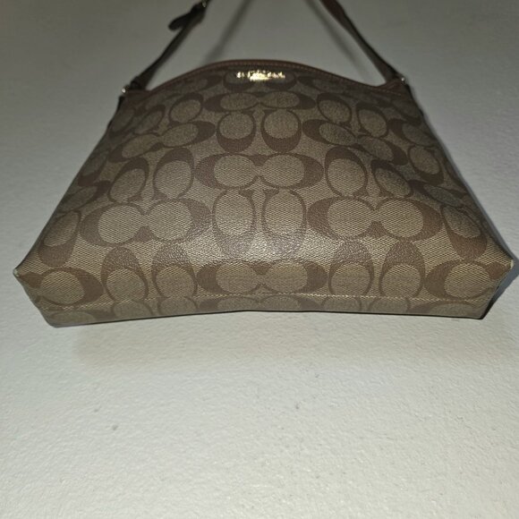 Signature Crossbody & Wristlet Set Brown Khaki Leather Trim - Picture 9 of 16